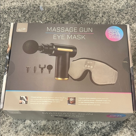 ilive Other - Black and Gold Massage Gun with Eye Mask